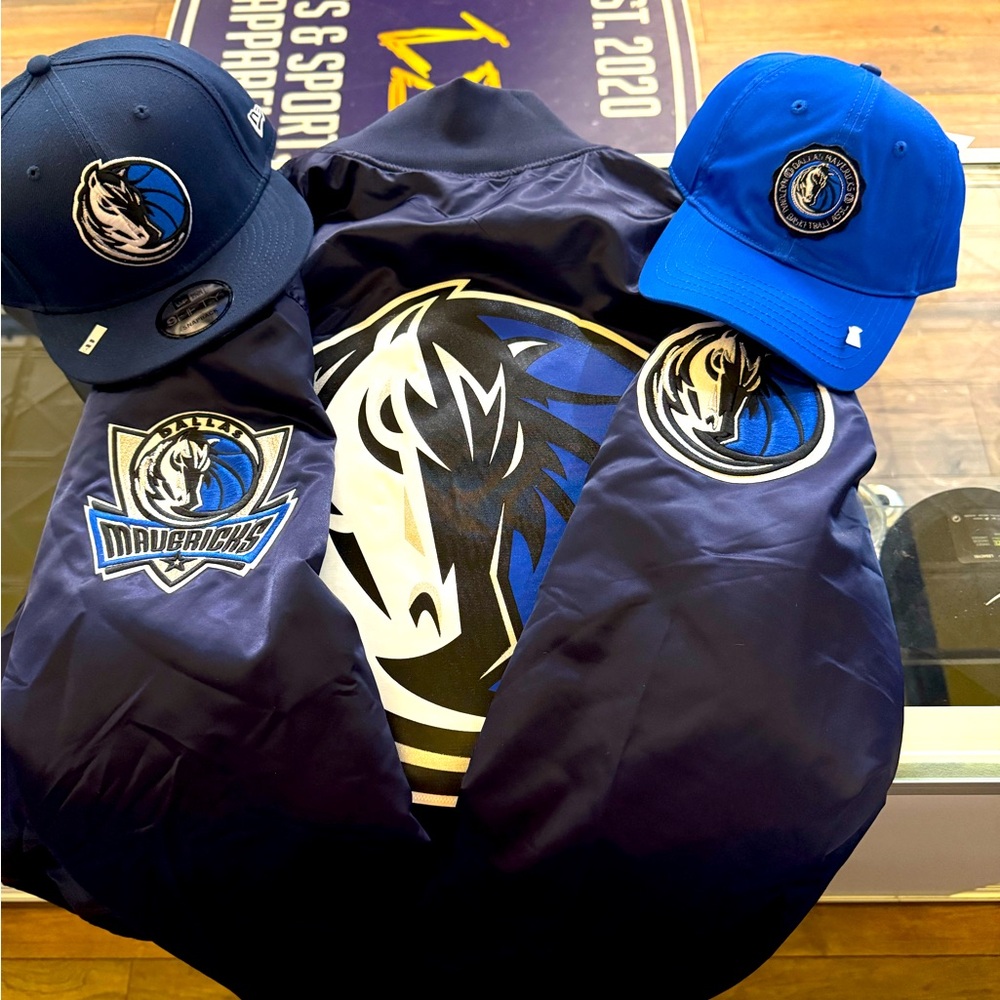 New Dallas mavericks bomber jacket and hats